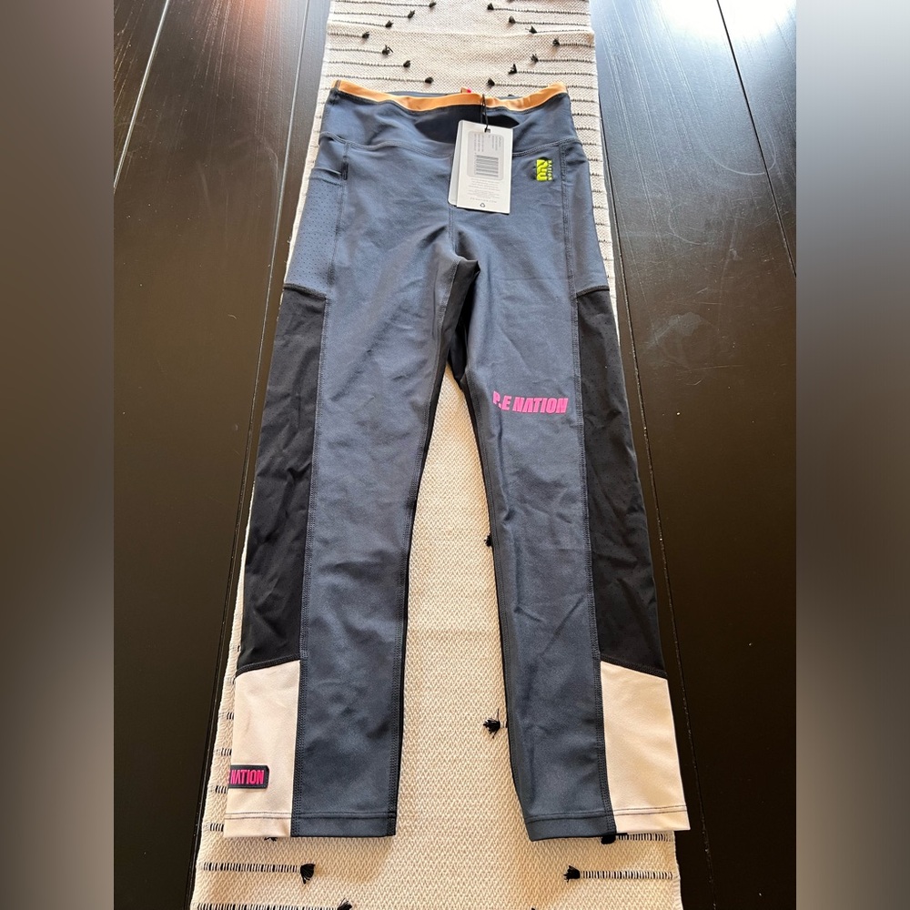 NWT PE NATION black and gray leggings size XS